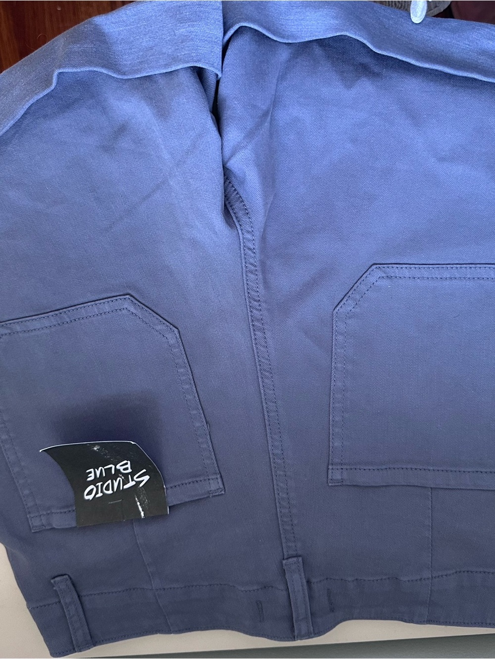 Studio Blue Washed Navy Cargo Short with Patch Pocket
